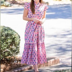 Darlington Isle Pink Blue Floral Dress EUC XS Easter